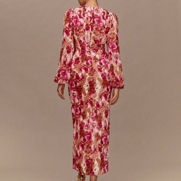 Hot Pink Boho Romantic Jacquard Women's Maxi Dress - Picture 7 of 7